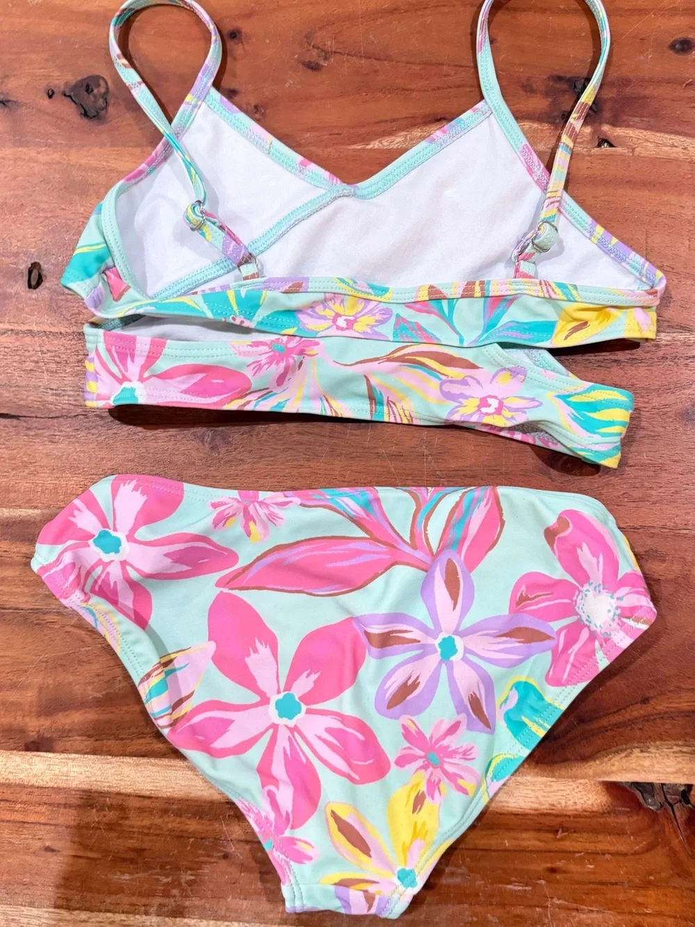 8LOT: Colorful Mixed Girls' Swimwear Bundle - Tropical & Floral Prints size 7/8